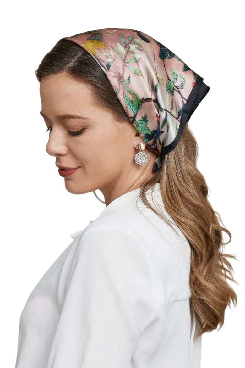 100% Mulberry Silk Floral Pattern Square Scarf, Main, color, Floral