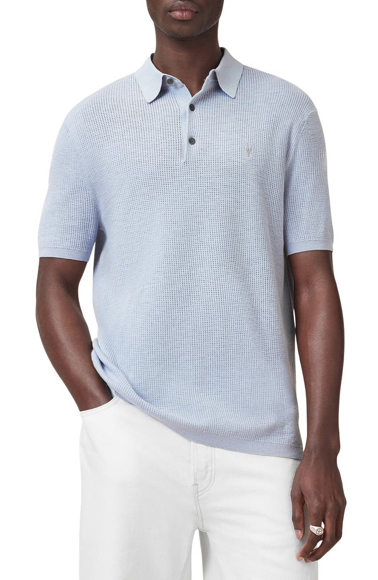 AllSaints Aubrey Ribbed Polo, Main, color, Shore Blue