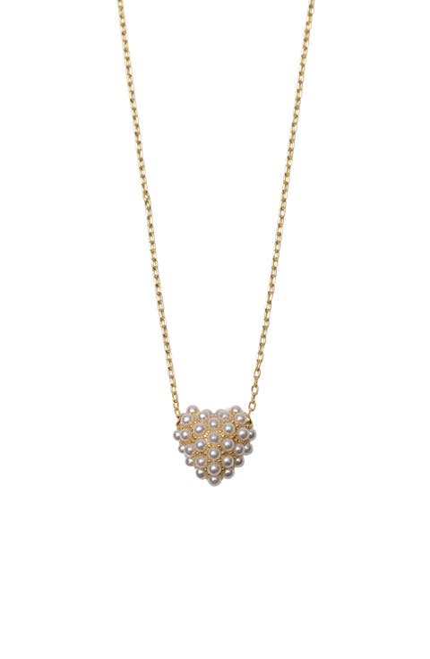 Heart Burst Faux Pearl Pendant Necklace