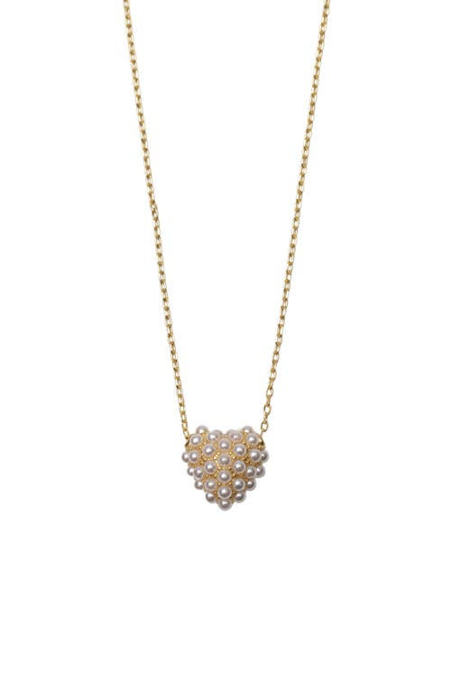 Argento Vivo Sterling Silver Heart Burst Faux Pearl Pendant Necklace