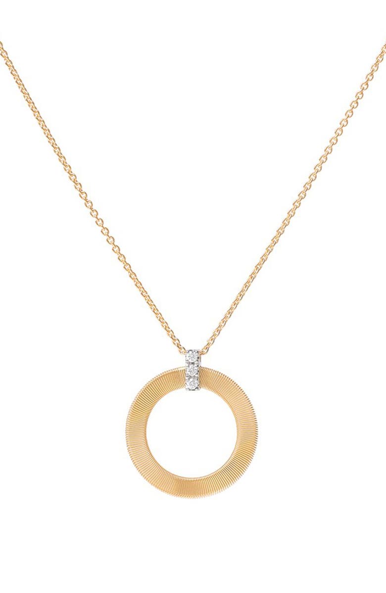 Marco Bicego Masai 18K Yellow Gold & Diamond Single Circle Short Pendant Necklace, Alternate, color, Yellow Gold/Diamond