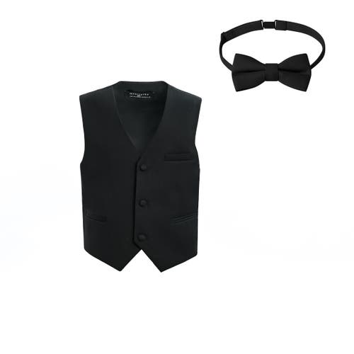 Moustache Kids' Vest & Bow Tie Set In Black