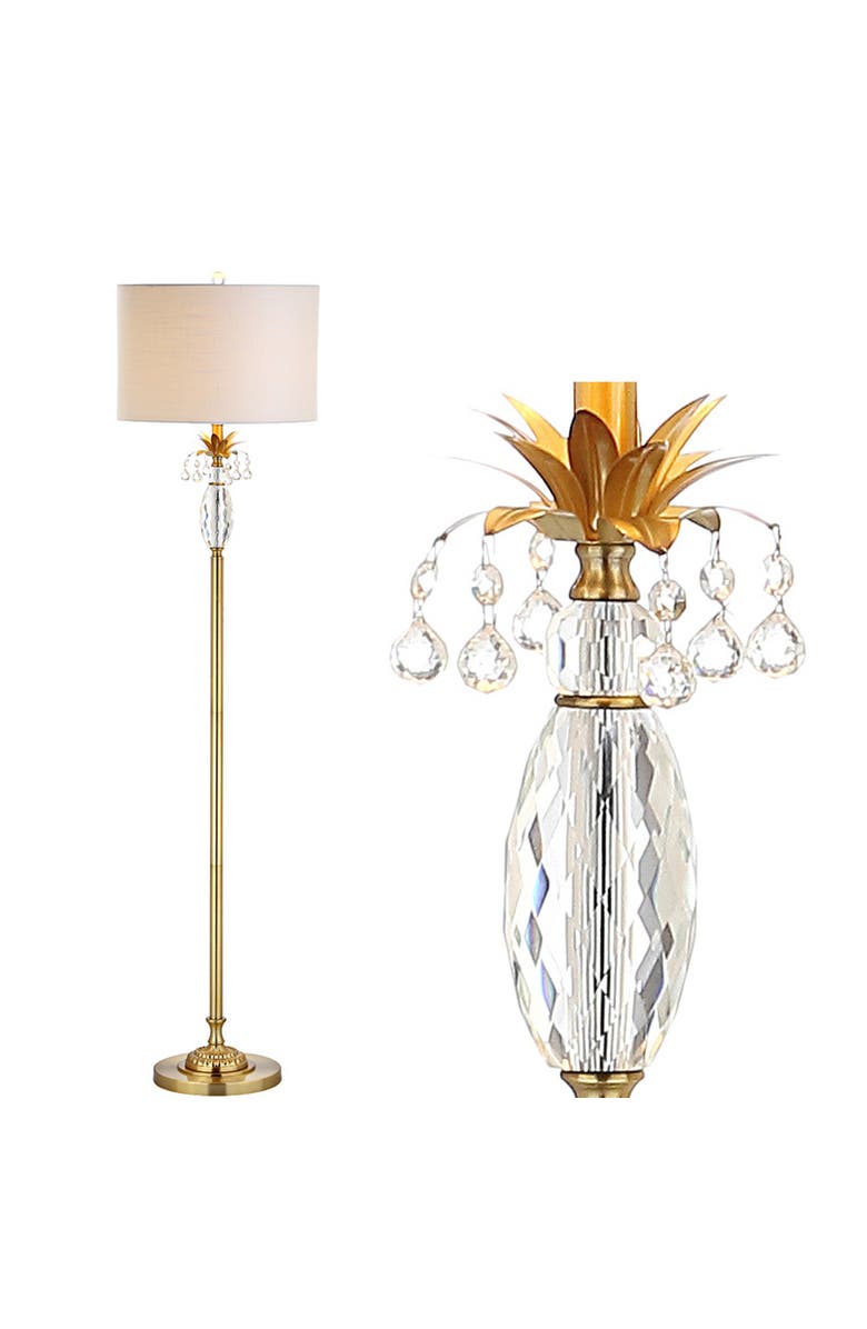 JONATHAN Y Adalyn Crystal / Metal LED Floor Lamp, Main, color, Clear/Brass Gold