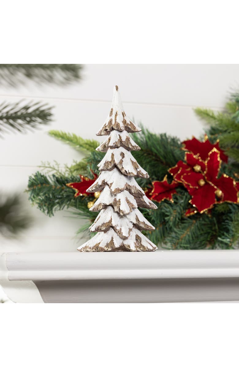 Transpac Off-White Christmas Snowy Tree Figurine Decorative Resin Sculpture, Alternate, color, Off-White