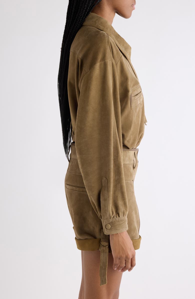 Isabel Marant Maldia Oversize Suede Snap Shirt, Alternate, color, Bronze