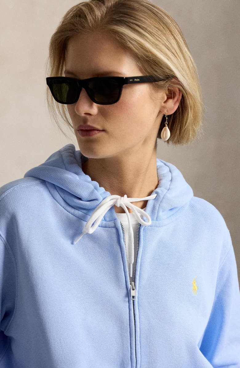 Polo Ralph Lauren Full Zip Cotton Blend Fleece Hoodie, Alternate, color, Baby Blue