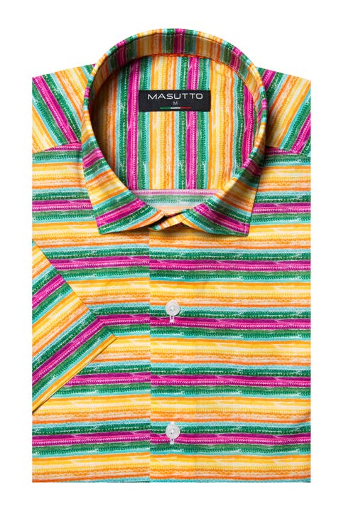 Barella Print Button-Up Short Sleeve Shirt
