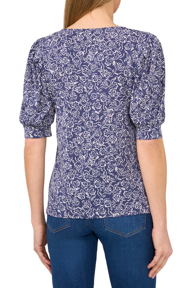 CeCe Floral Print Puff Sleeve Top, Alternate, color, 
