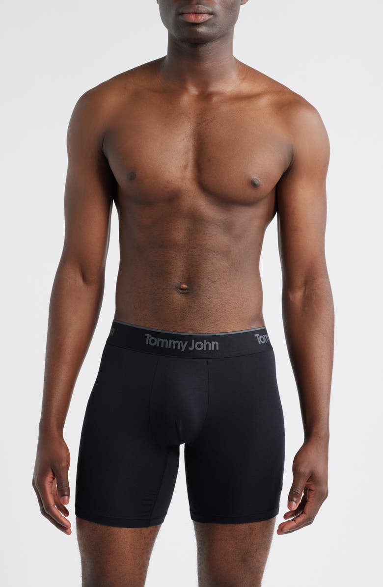Tommy John 3-Pack Second Skin 6-Inch Stretch Modal Boxer Briefs, Alternate, color, Black