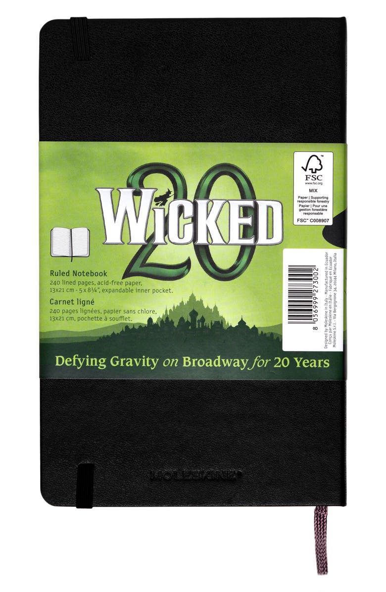 Moleskine Large Ruled Hardcover Wicked Notebook, Alternate, color, Black