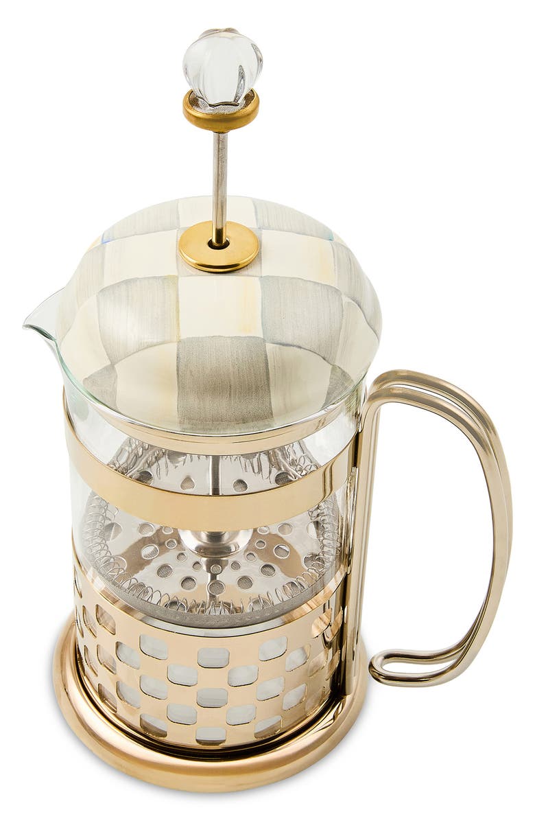 MACKENZIE CHILDS Sterling Check French Press, Alternate, color, Sterling