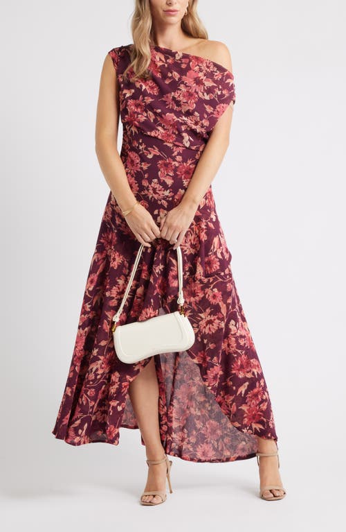 Chelsea28 Cascading Off The Shoulder Evening Dress In Multi