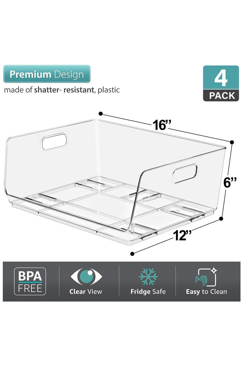 Set of Clear Stackable Storage Bins, Alternate, color, NO COLOR