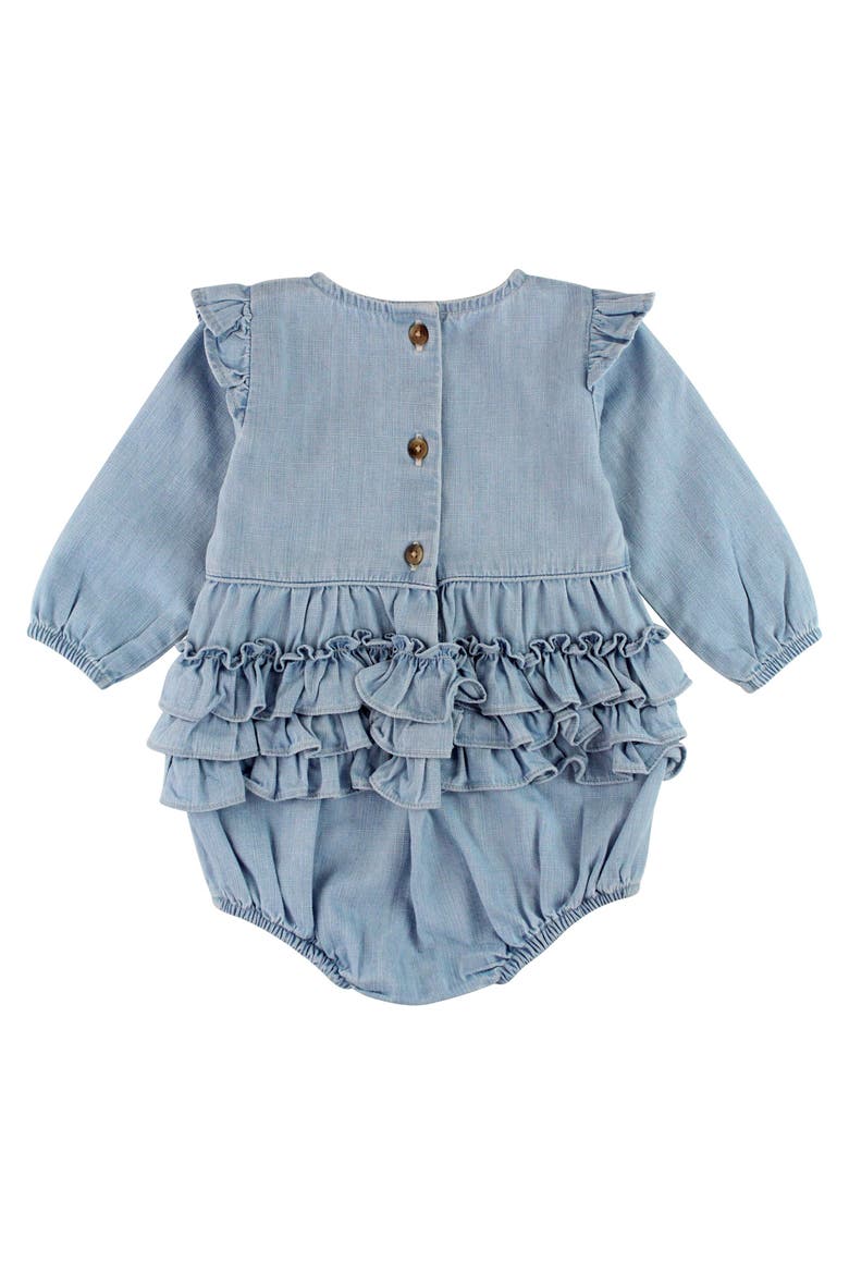 Long Sleeve Flutter Bubble Romper, Alternate, color, Light Wash