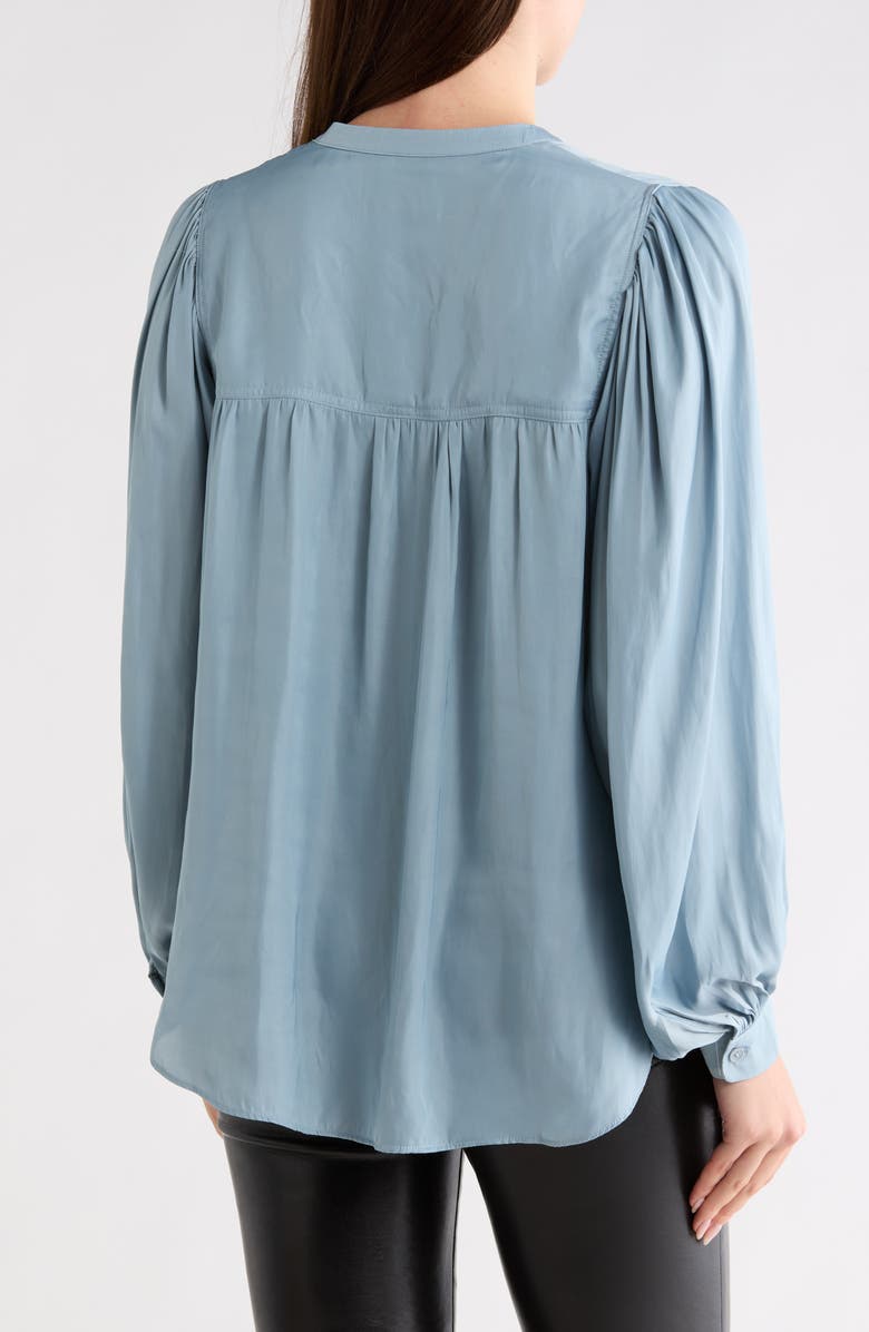 ELIE ELIE TAHARI Satin Buttoned Top, Alternate, color, Greyish Blue