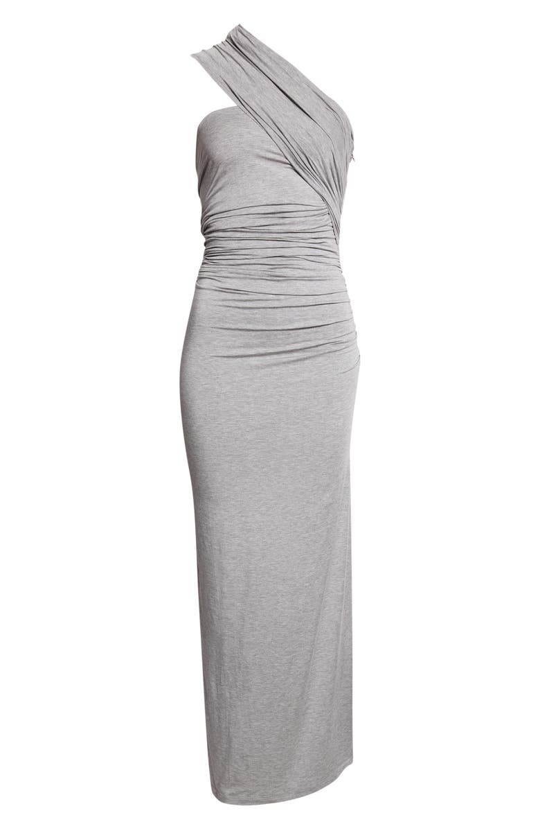 Stella McCartney One-Shoulder Twisted Jersey Dress, Alternate, color, Grey Melange