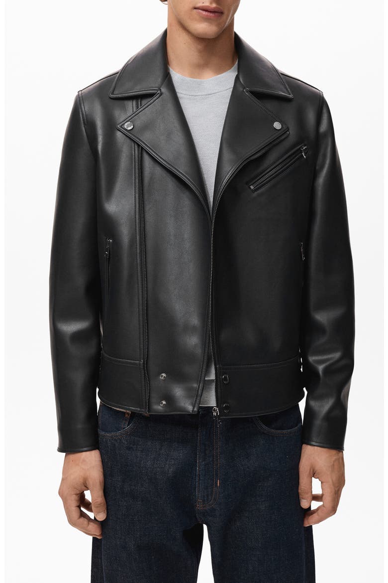 Faux Leather Moto Jacket, Main, color, BLACK
