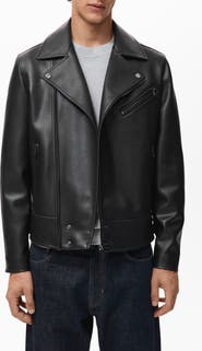 MANGO Faux Leather Moto Jacket