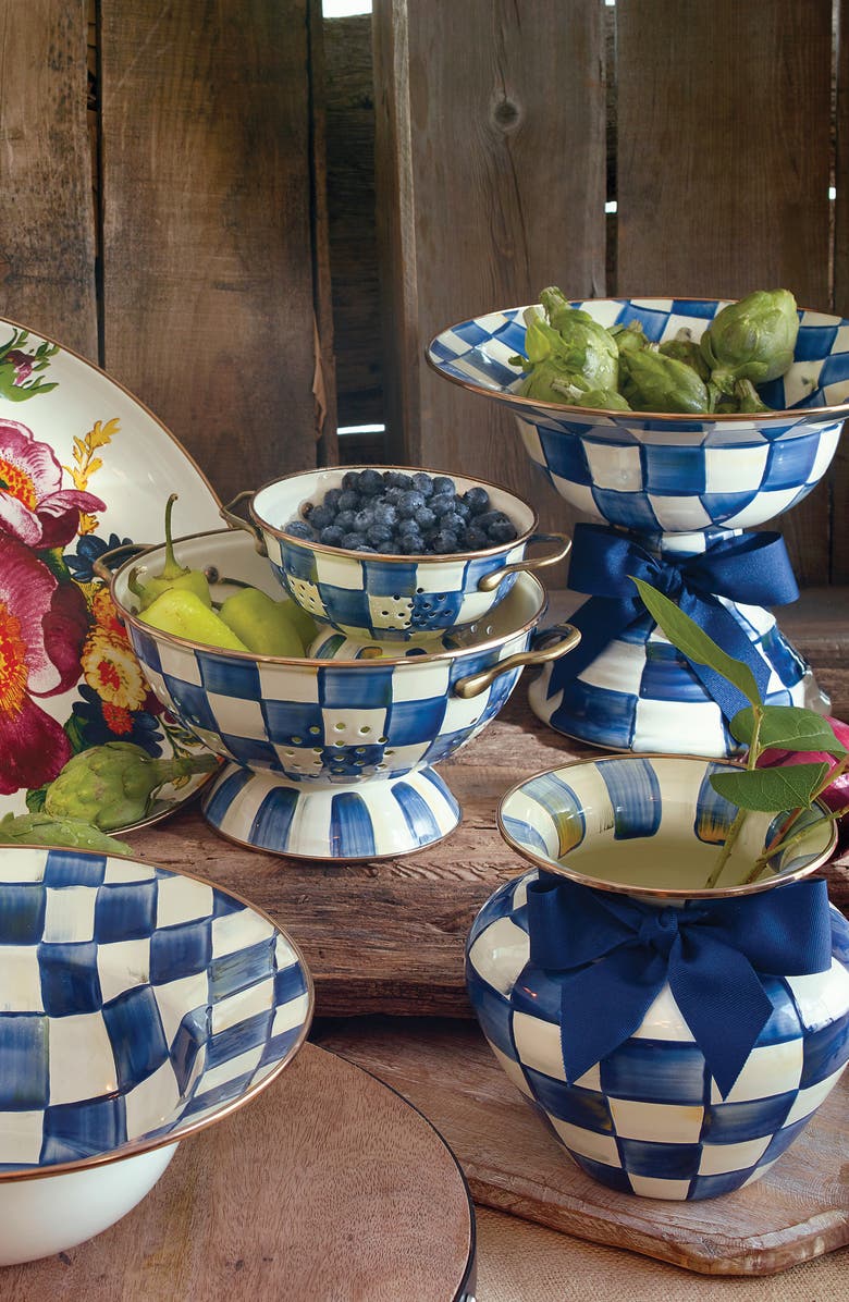 MACKENZIE CHILDS Royal Check Large Colander, Alternate, color, 