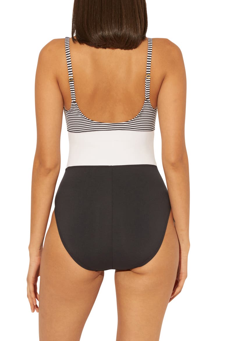 Inside the Lines One-Piece Swimsuit, Alternate, color, BLACK