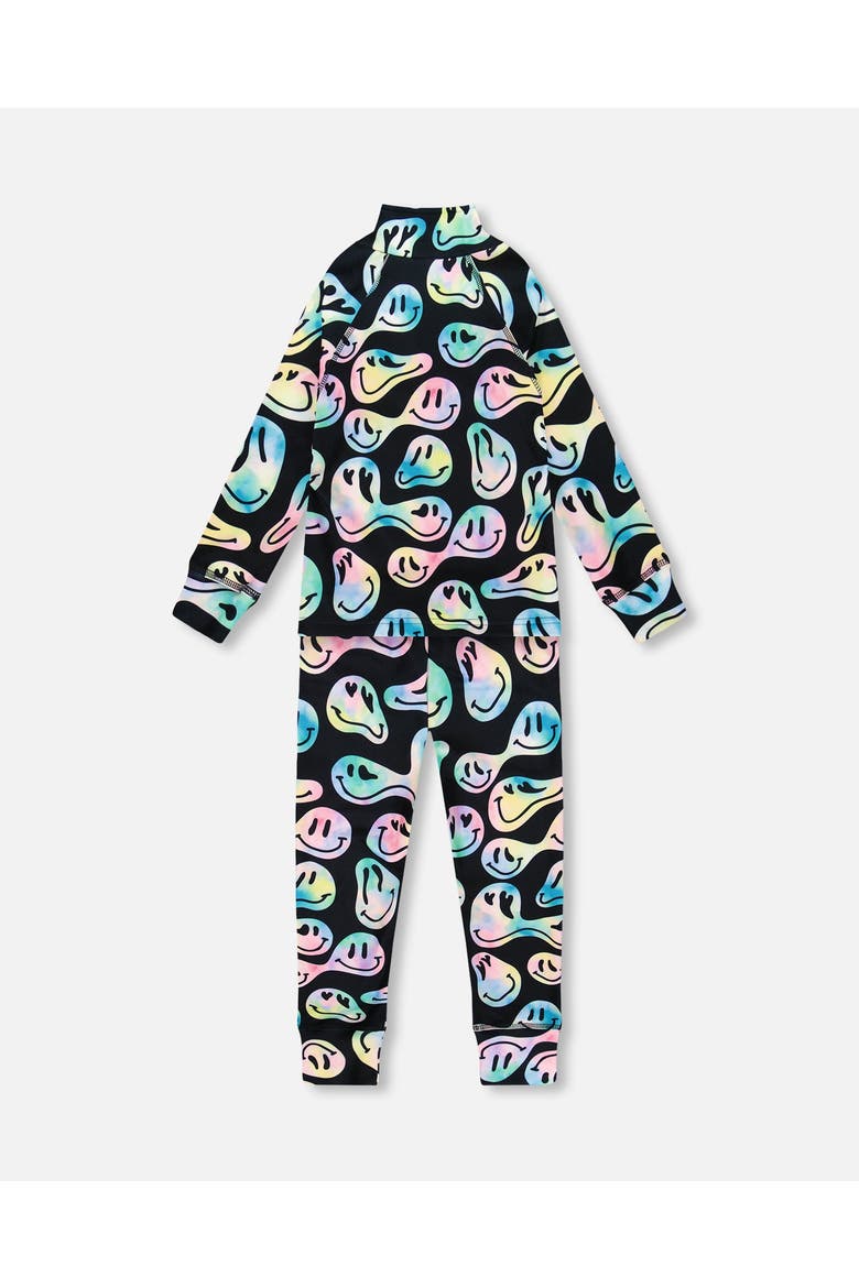 Girl Two-Piece Thermal Underwear Set, Alternate, color, Smiley Face Girl