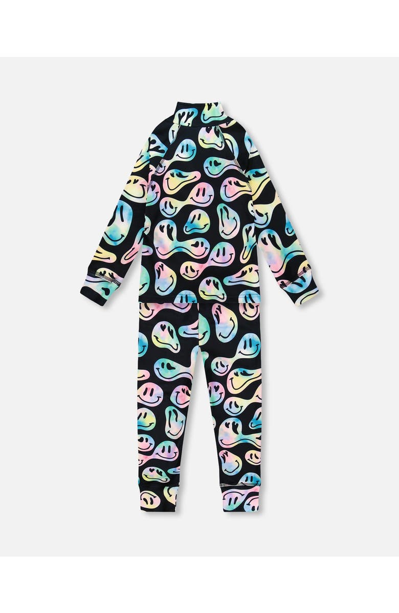 Deux par Deux Girl Two-Piece Thermal Underwear Set, Alternate, color, Smiley Face Girl