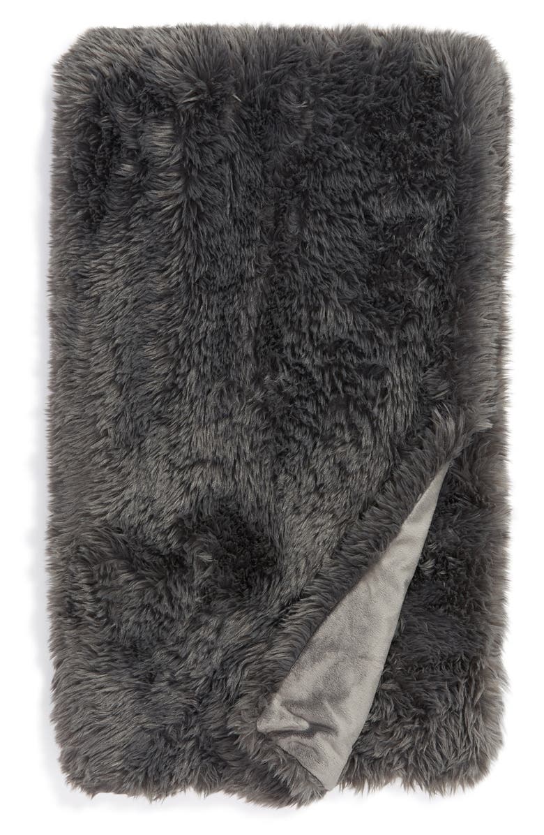 BP. Shaggy Faux Fur Throw Blanket, Main, color,