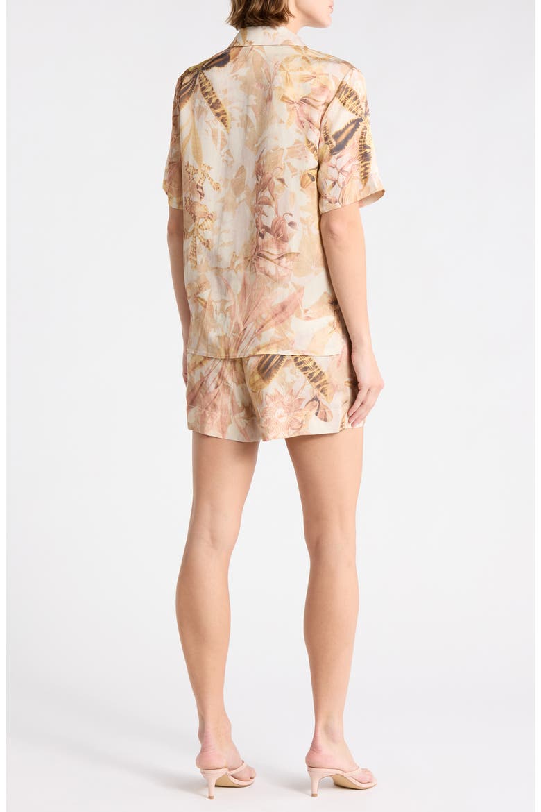 Printed Camp Shirt & Shorts Set, Alternate, color, LIGHT KHAKI TROPCIAL GREEN