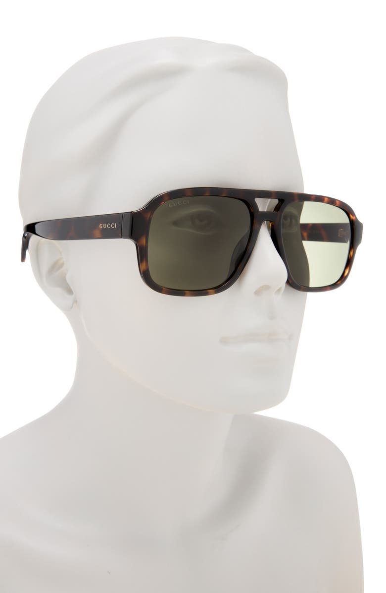 Gucci 59mm Aviator Sunglasses, Alternate, color, Havana Havana Green