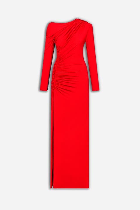 Asymmetric Draped Maxi Dress
