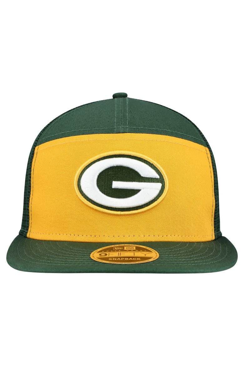 Men's New Era Gold/Green Green Bay Packers Outdoor Split Panel 9FIFTY Snapback Hat, Alternate, color, Gold