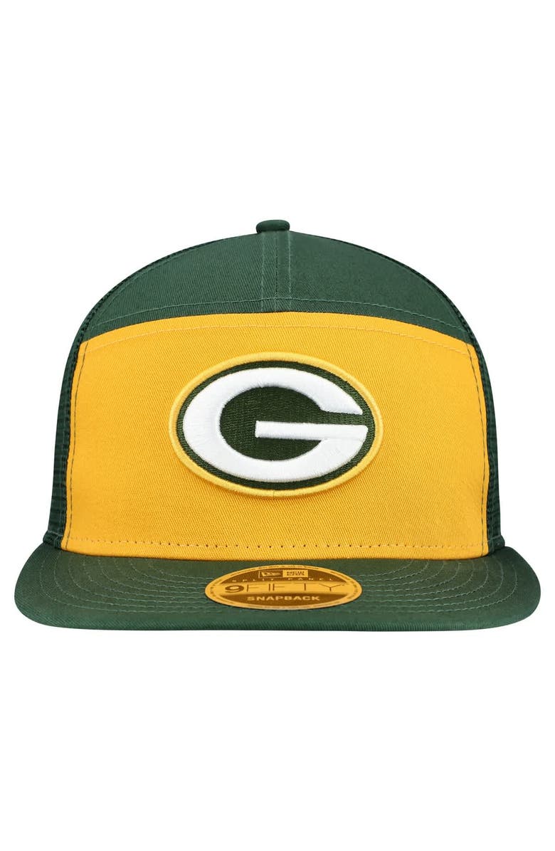 New Era Men's New Era Gold/Green Green Bay Packers Outdoor Split Panel 9FIFTY Snapback Hat, Alternate, color, Gold