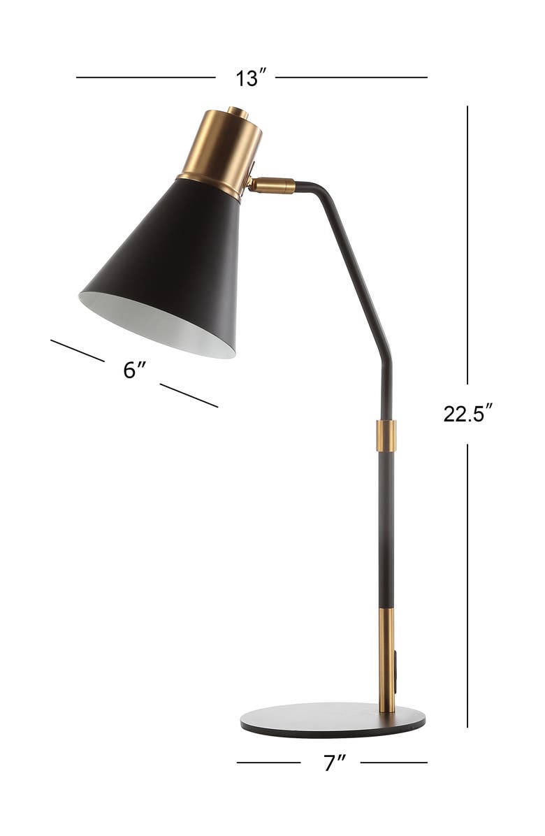 JONATHAN Y Apollo 22.5" Metal LED Task Lamp, Black/Brass Gold, Alternate, color, Black/Brass Gold