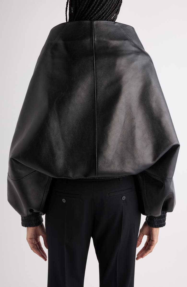 Balenciaga Folded Leather Wrap Jacket, Alternate, color, 1000 Black