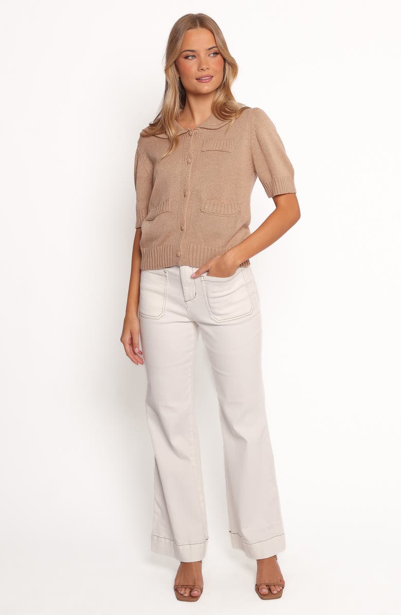 Petal & Pup Roman Collar Short Sleeve Cardigan, Alternate, color, Beige