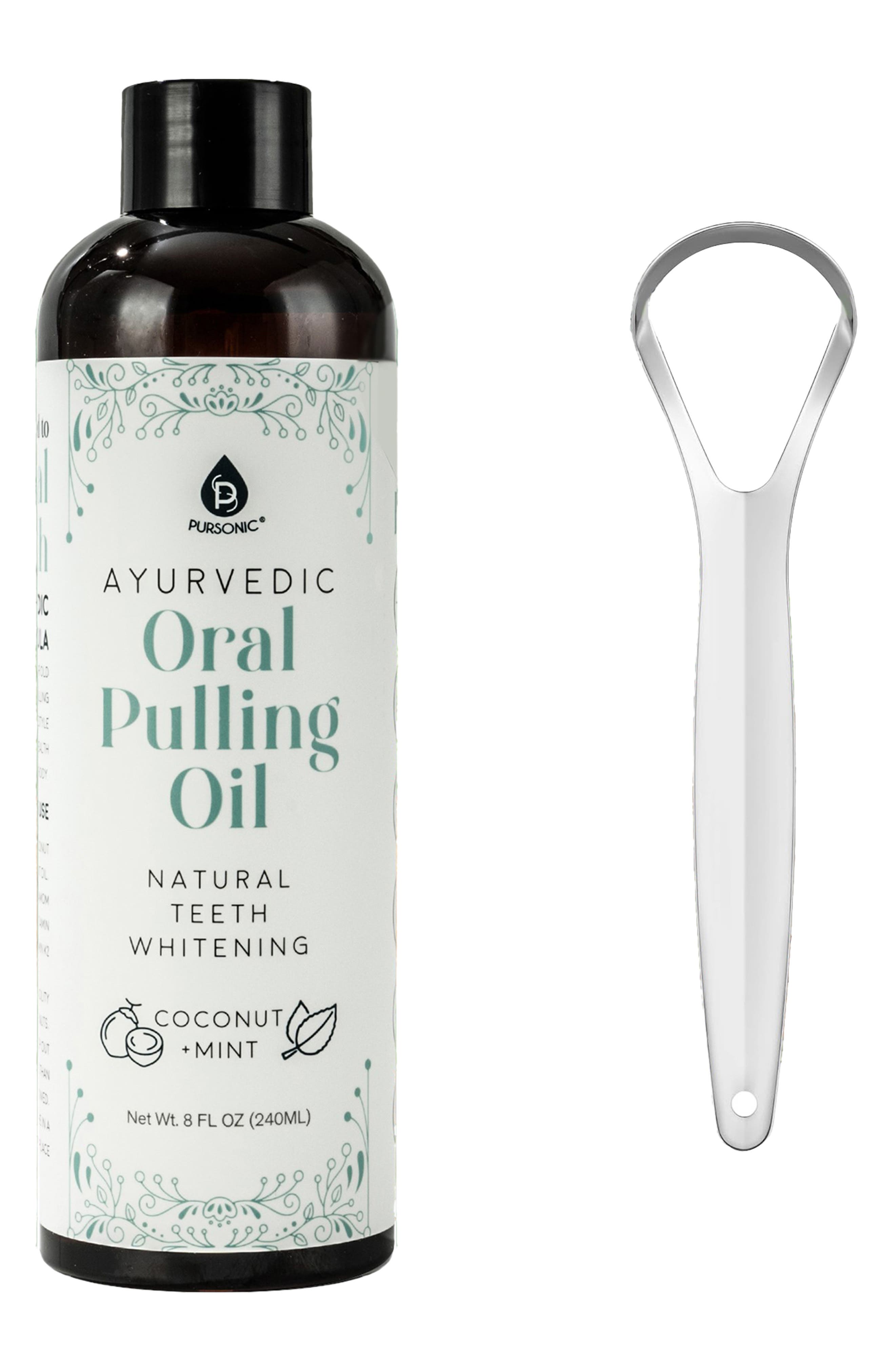 Ayurvedic Oral Pulling Oil & Tongue Scraper Set
