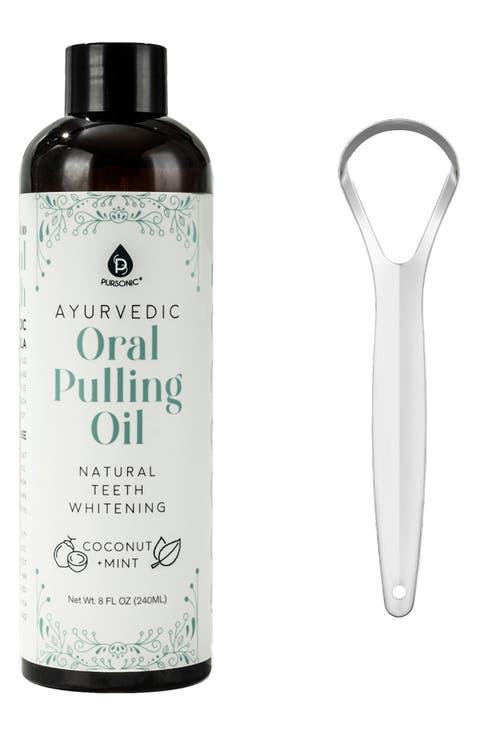 Ayurvedic Oral Pulling Oil & Tongue Scraper Set