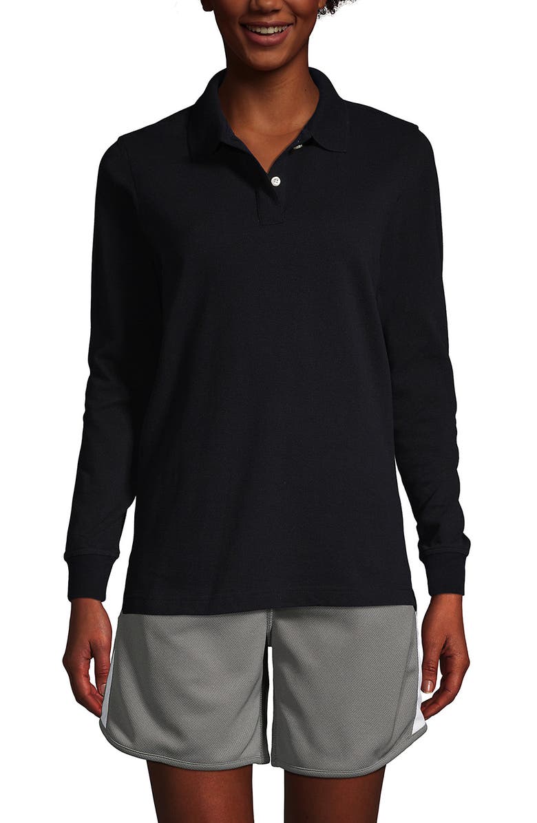 Lands' End School Uniform Young  Long Sleeve Mesh Polo Shirt, Main, color, 