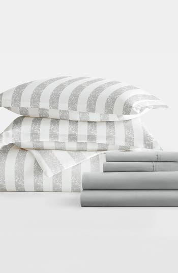 Homespun Bundle Duvet Set In Light Gray Stripe