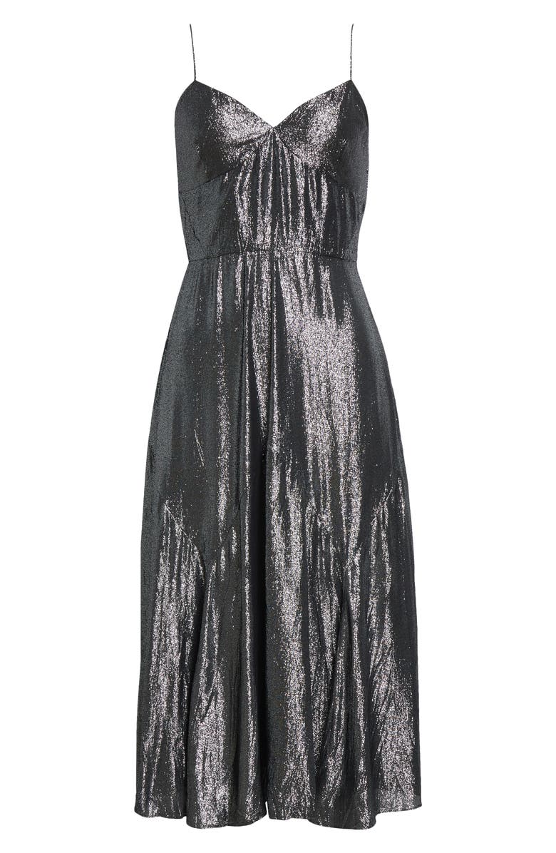 Michael Kors Collection Crushed Metallic Midi Cocktail Dress, Alternate, color, Gunmetal