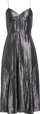Michael Kors Collection Crushed Metallic Midi Cocktail Dress