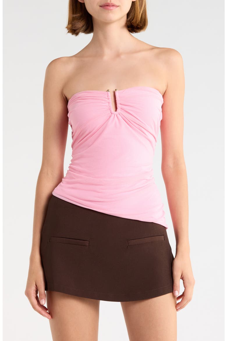 Reminisce Strapless Mesh Top, Main, color, PINK