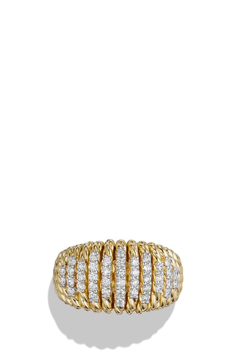 David Yurman 'Tempo' Ring with Diamonds in 18K Gold, Alternate, color,