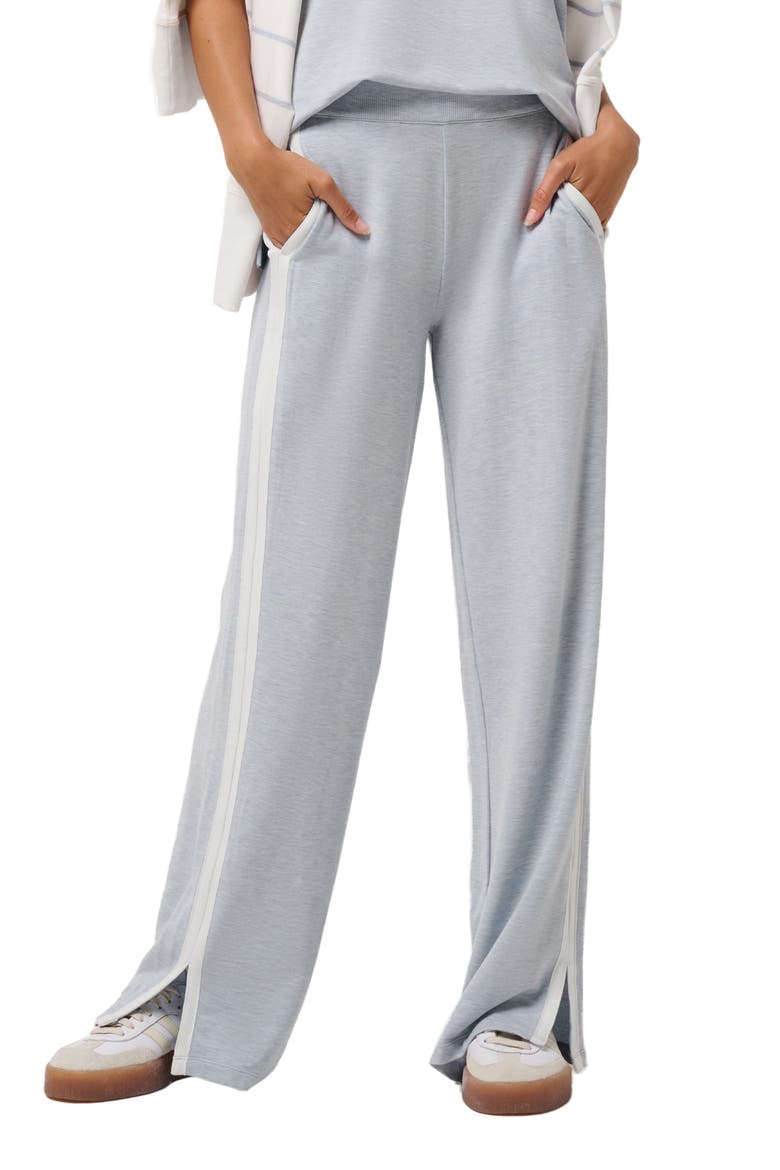 Cloud Terry Side Stripe Varsity Sweatpants, Main, color, HEATHER ASHLEY BLUE