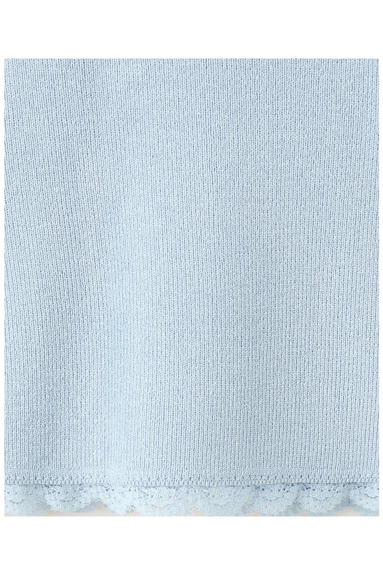 Lace Trim Short Sleeve V-Neck Cardigan, Alternate, color, SKY BLUE