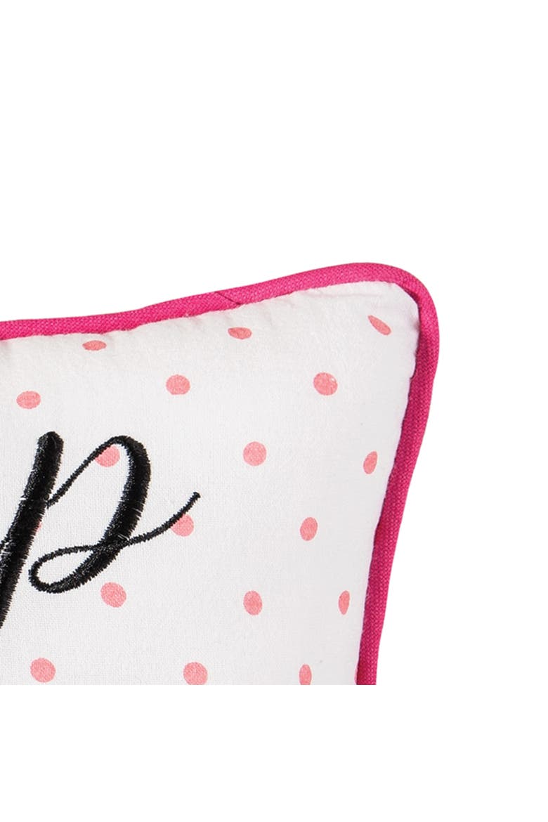 "Nap Queen" Pink Crown & Polka Dots Mini Accent Pillow 10" x 10", Alternate, color, Pink
