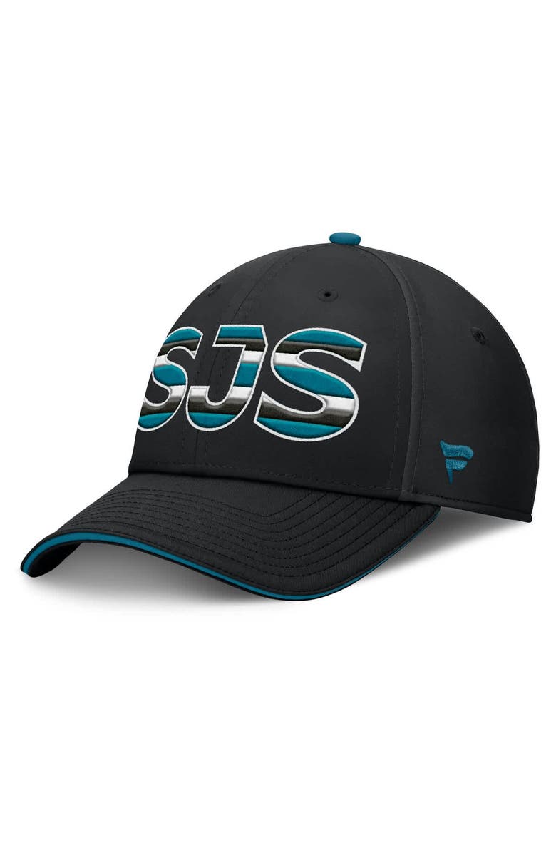 FANATICS Men's Fanatics Black/Teal San Jose Sharks Authentic Pro Rink Team Code Flex Hat, Alternate, color, Black