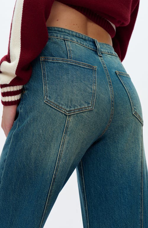 Bayeas Jermy Seamed High Waist Raw Hem Wide Leg Jeans In Blue