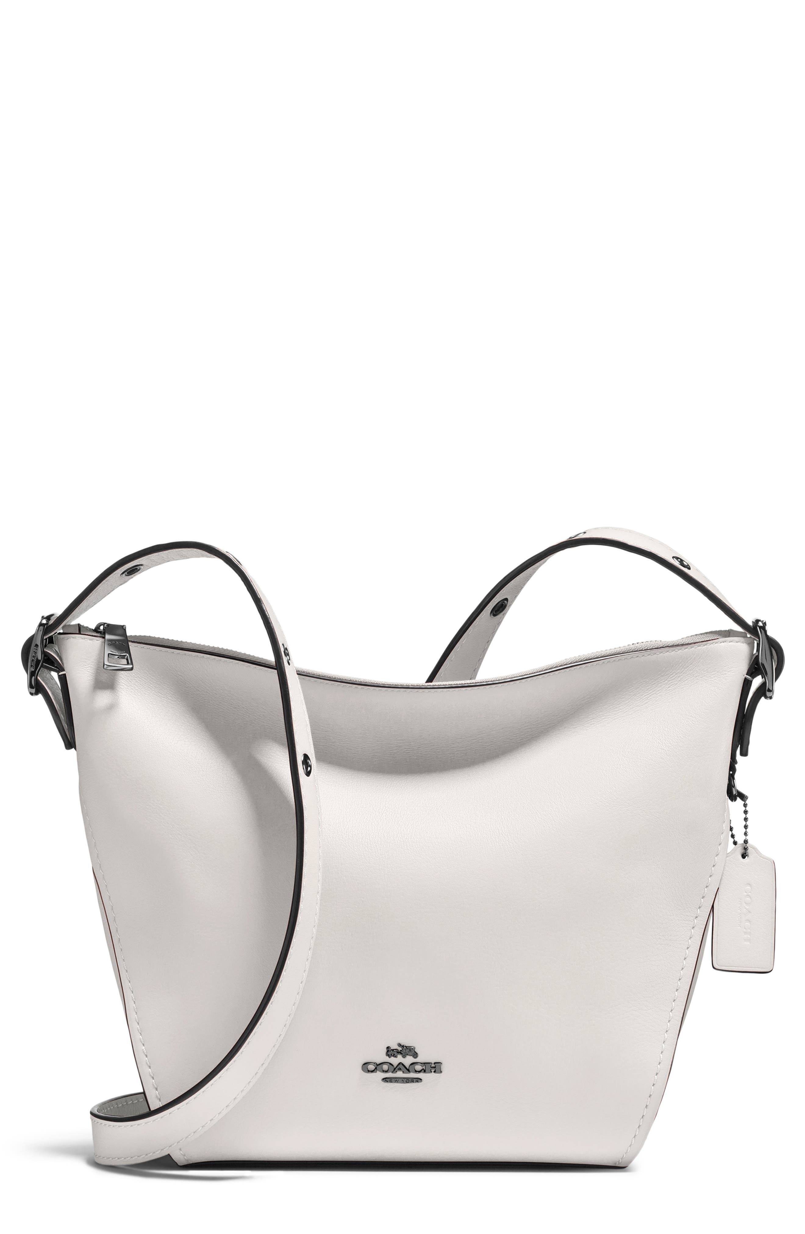 Dufflette Leather Crossbody Bag, Main, color, CHALK