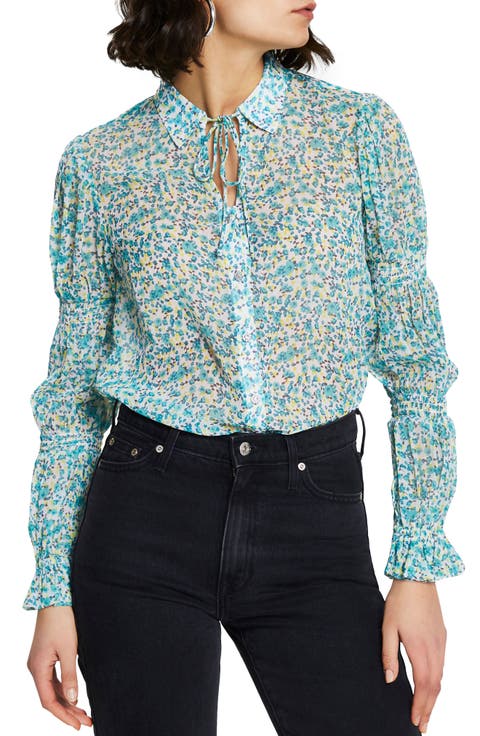 Floral Shirred Sleeve Blouse